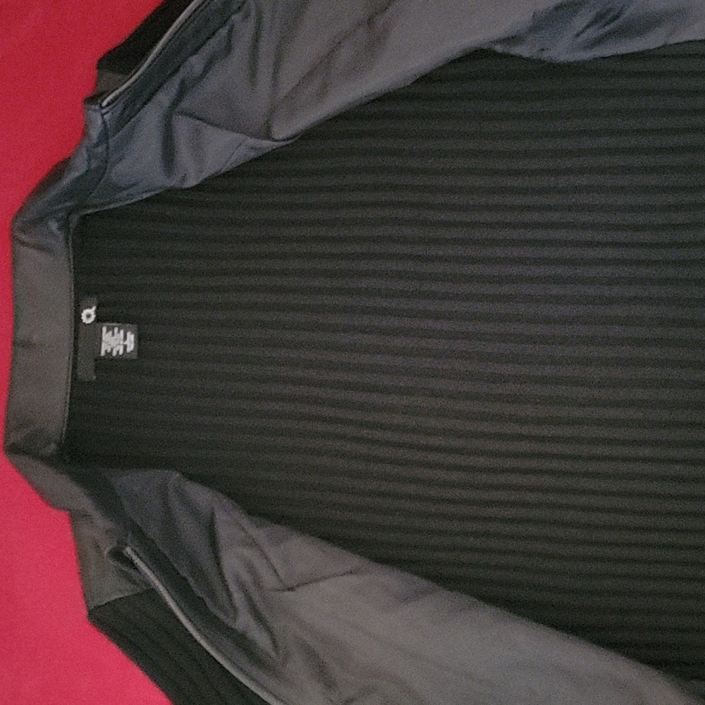 Leather & Wool Blend Knit Bikercore Moto Jacket Black size L - Picture 7 of 14
